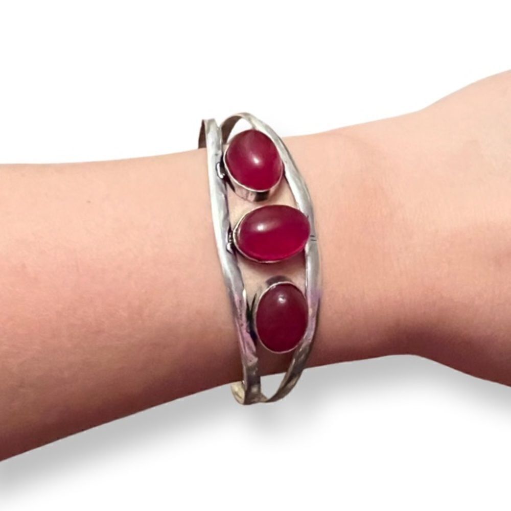 NEW Silver Plated Ruby Bangle - Picture 3 of 3